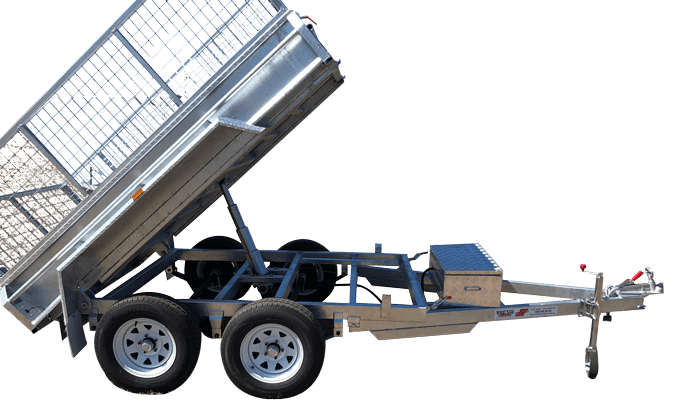 8ft x 5ft DUAL AXLE GALVANISED HYDRAULIC TIPPER TRAILER 600mm CAGE - 3000Kg Rated